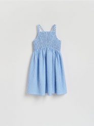 Sukienka w kratę - jasnoniebieski. Niebieskie sukienki dziewczęce Reserved, bez wzorów, z dzianiny, bez ramiączek. Za 69.99 zł.