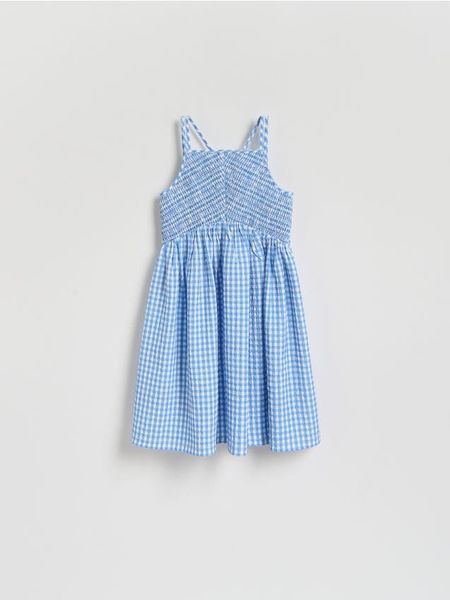 Sukienka w kratę - jasnoniebieski. Niebieskie sukienki dziewczęce Reserved, bez wzorów, z dzianiny, bez ramiączek. Za 69.99 zł.