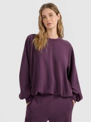 4F Bluza dresowa nierozpinana z modalem damska - fioletowa S. Fioletowe bluzy bez kaptura damskie 4f, s, z dresówki. Za 199.99 zł.