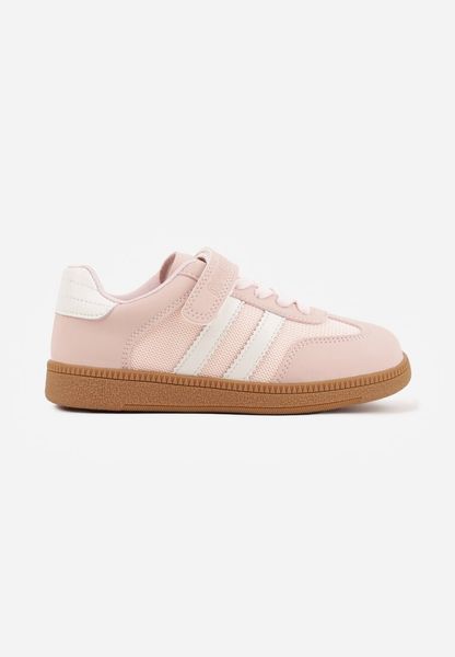 Różowe Buty Sportowe Sneakersy ze Skórzaną Wkładką i Paskami Fyrora. Czerwone sukienki niemowlęce Born2be, bez wzorów, z dresówki, bez ramiączek. Za 99.99 zł.
