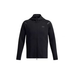 Bluza z kapturem z pełnym zamkiem błyskawicznym Under Armour Unstoppable Fleece. Czarne bluzy sportowe męskie Under Armour, bez wzorów, sportowe, bez kołnierzyka, bez ramiączek. Za 457.05 zł.