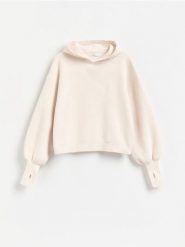 Bluza z kapturem - złamana biel. Bluzy z kapturem damskie Reserved, l, z dzianiny. Za 139.99 zł.