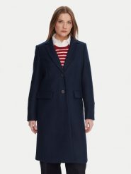 Tommy Hilfiger Płaszcz wełniany WW0WW46547 Granatowy Regular Fit. Niebieskie płaszcze damskie Tommy Hilfiger, na zimę, bez wzorów, z wełny. Za 1,129.00 zł.