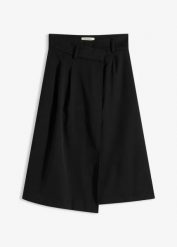 Spódnica midi z mieszanki wiskozy. Czarne spódniczki damskie bonprix, bez wzorów, z wiskozy, midi, asymetryczne. Za 149.99 zł.