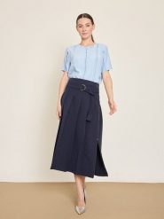 BGN Spódnica w kolorze granatowym rozmiar: 38. Niebieskie spódniczki damskie BGN, bez wzorów, z tkaniny, midi, proste. Za 143.99 zł.