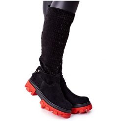 Lewski Shoes Damskie Skórzane Kozaki Lewski Czarne Zamszowe 2866. Czarne kozaki damskie z zamszu, bez obcasa. Za 565.11 zł.