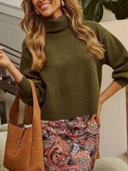 Milan Kiss Golf w kolorze khaki rozmiar: L. Brązowe golfy damskie Milan Kiss, l, bez wzorów, bez ramiączek. Za 152.99 zł.