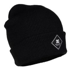Czapka zimowa męska DC Label. Czarne czapki męskie DC Shoes, na jesień, bez wzorów, z materiału, sportowe. Za 190.00 zł.