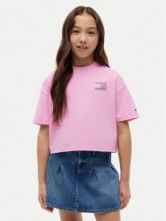 Tommy Hilfiger T-Shirt KG0KG09465 Różowy jasny Regular Fit. Czerwone koszulki dziewczęce Tommy Hilfiger, bez wzorów, z bawełny, bez ramiączek. Za 169.99 zł.