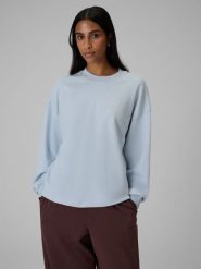 4F Bluza dresowa relaxed bez kaptura damska - niebieska L. Niebieskie bluzy bez kaptura damskie 4f, l, z bawełny. Za 149.99 zł.
