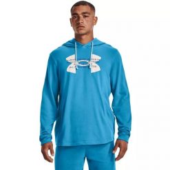 Bluza męska Under Armour Rival Terry Logo Hoodie. Niebieskie bluzy bez kaptura męskie Under Armour, m. Za 139.99 zł.