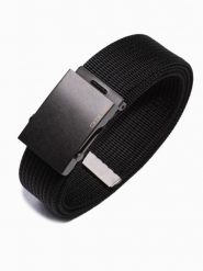 Pasek męski parciany z metalową klamrą - czarny A376 - uniwersalny. Czarne paski męskie Ombre Clothing, bez wzorów. Za 41.99 zł.
