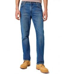 WRNAGLER MĘSKIE SPODNIE JEANSOWE TEXAS SUNDOWN BLUE 112358216 W121008833. Niebieskie spodnie materiałowe męskie Wrangler, bez wzorów, z jeansu. Za 219.99 zł.