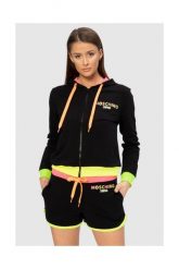 MOSCHINO Czarna bluza z kapturem i neonowym logo. Czarne bluzy z kapturem damskie MOSCHINO, s, z bawełny. W wyprzedaży za 559.99 zł.