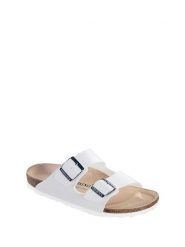 Birkenstock Klapki w kolorze białym rozmiar: 43. Białe klapki damskie Birkenstock, bez wzorów, z materiału, bez obcasa. Za 242.70 zł.