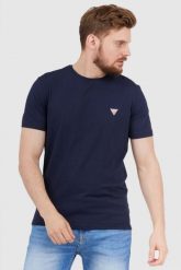 GUESS Granatowy t-shirt męski z małym logo, Rozmiar S. Niebieskie t-shirty męskie Guess, l, z aplikacjami, bez kołnierzyka. W wyprzedaży za 95.99 zł.