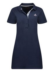 Geographical Norway Sukienka polo "Kandra" w kolorze granatowym rozmiar: XXL. Niebieskie sukienki damskie Geographical Norway, na co dzień, xxl, bez wzorów, z bawełny, bez kołnierzyka, bez ramiączek, mini, proste. Za 86.99 zł.