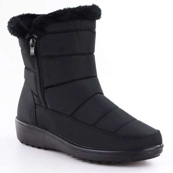 Śniegowce damskie z futerkiem czarne Unisoft 8000. Czarne śniegowce damskie Unisoft, z materiału. Za 129.99 zł.