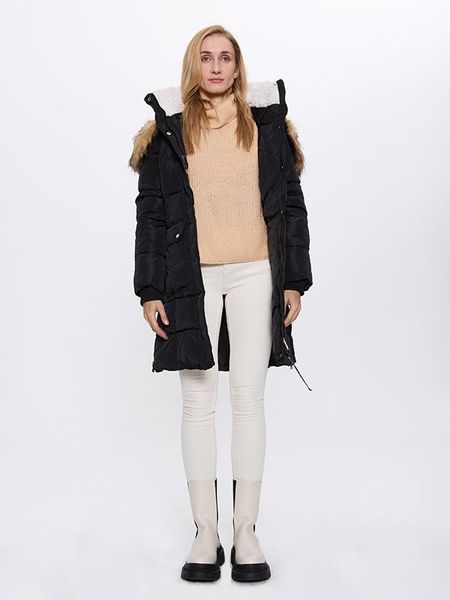 Bébé Płaszcz zimowy w kolorze czarnym rozmiar: M. Czarne płaszcze damskie bebe, na zimę, m, bez wzorów, z puchu. Za 234.94 zł.