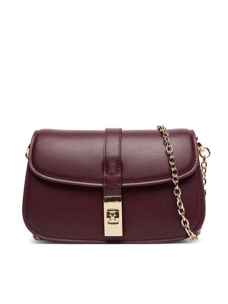Tommy Hilfiger Torebka Th Heritage Chain Crossover AW0AW19319 Bordowy. Czerwone torebki klasyczne damskie Tommy Hilfiger, bez wzorów, ze skóry, wizytowe, bez kołnierzyka, bez ramiączek. Za 529.99 zł.