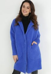 Granatowy Płaszcz z Bawełną Oversize Klepheia. Niebieskie płaszcze damskie Born2be, bez wzorów, z bawełny. Za 169.99 zł.