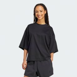 Luźna koszulka Soft Lux. Niebieskie bluzki damskie Adidas, xl, bez wzorów, bez ramiączek. Za 199.00 zł.