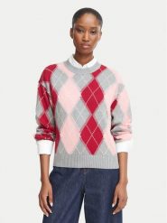 Tommy Hilfiger Sweter WW0WW51385 Kolorowy Regular Fit. Swetry klasyczne damskie Tommy Hilfiger, xl, z bawełny, bez kołnierzyka. Za 649.99 zł.