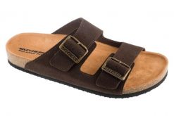 Klapki męskie, Aiden - Leelan. Brązowe klapki i japonki męskie Skechers, z materiału. Za 189.99 zł.