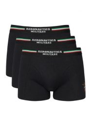 Aeronautica Militare Komplet bokserek AM1UBX001T Czarny. Czarne bokserki męskie AERONAUTICA MILITARE, bez wzorów, z bawełny. Za 119.99 zł.