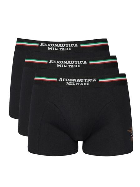 Aeronautica Militare Komplet bokserek AM1UBX001T Czarny. Czarne bokserki męskie AERONAUTICA MILITARE, bez wzorów, z bawełny. Za 139.99 zł.