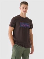 4F T-shirt regular z nadrukiem męski - brązowy 3XL. Brązowe t-shirty męskie 4f, m, bez wzorów, z bawełny, bez kołnierzyka. Za 29.99 zł.