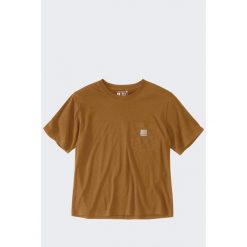Koszulka damska bawełniana z kieszonką Carhartt Lightweight. Brązowe bluzki damskie Carhartt, xl, bez wzorów, z bawełny, sportowe, bez kołnierzyka, bez ramiączek. Za 123.99 zł.