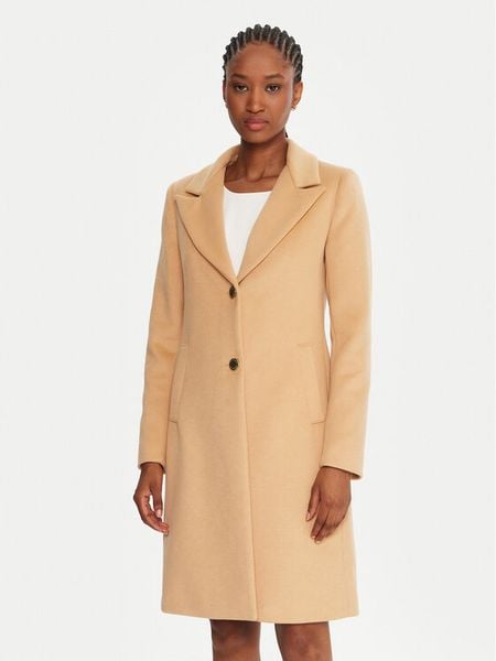 Rinascimento Płaszcz przejściowy CFC0126117003 Beżowy Regular Fit. Brązowe płaszcze damskie RINASCIMENTO, m, bez wzorów, z syntetyku. Za 409.99 zł.