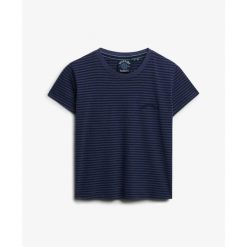 Damska koszulka w paski Superdry Essential Logo. Niebieskie t-shirty damskie Superdry., xs, bez wzorów, bez kołnierzyka. Za 149.35 zł.