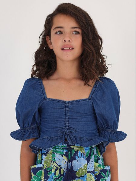 Mayoral Tunika 6197 Granatowy. Niebieskie sukienki dziewczęce Mayoral, bez wzorów, z bawełny, bez ramiączek. Za 79.99 zł.