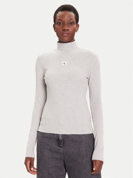 Calvin Klein Jeans Golf LV047D203G Szary Slim Fit. Szare golfy damskie Calvin Klein Jeans, s, bez wzorów, z bawełny, bez ramiączek. Za 159.99 zł.