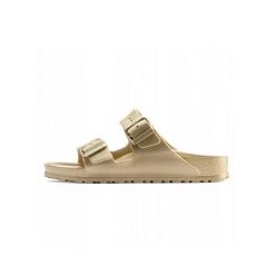 Klapki damskie Birkenstock Arizona Eva. Żółte klapki damskie Birkenstock, bez wzorów, z materiału, bez obcasa. Za 188.10 zł.