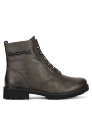 Remonte Botki D8670-52 Zielony. Zielone botki damskie Remonte, ze skóry, bez obcasa, na płaskiej podeszwie, bez zapięcia. Za 370.99 zł.