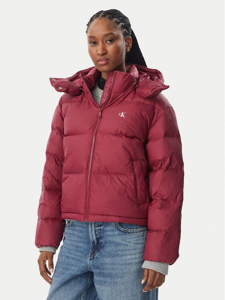 Calvin Klein Jeans Kurtka puchowa LV047H500G Bordowy Regular Fit. Czerwone kurtki damskie Calvin Klein Jeans, l, bez wzorów, z jeansu, bez kaptura. Za 949.99 zł.