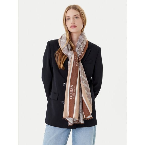 Szal Guess. Brązowe szaliki i kominy damskie Guess, z aplikacjami. Za 279.99 zł.