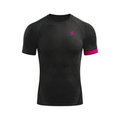 Koszulka kompresyjna męska czarna/fuksja do treningu. Czarne t-shirty sportowe męskie R-EVENGE, na zimę, l, ze skóry, bez ramiączek, na fitness i siłownię. Za 211.90 zł.