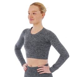 Damska koszulka sportowa z długim rękawem Xtreme Sportswear Crop Antracyt melanż. Brązowe bluzki sportowe damskie XTREME SOCKSWEAR, bez wzorów, bez ramiączek. Za 142.99 zł.