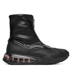 Botki DKNY. Czarne botki damskie DKNY, bez obcasa, na płaskiej podeszwie, bez zapięcia. Za 879.99 zł.