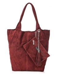 Florence Bags Skórzany shopper bag "Croas" w kolorze bordowym - 33 x 40 x 15 cm rozmiar: onesize. Czerwone shopper bag damskie Florence Bags, bez wzorów, z materiału, na ramię, bez dodatków. Za 187.07 zł.