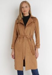 Ciemnobeżowy Płaszcz Viviroe. Brązowe płaszcze damskie Born2be, l, bez wzorów, eleganckie. Za 149.99 zł.