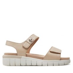 Sandały Caprice. Brązowe sandały damskie Caprice, bez wzorów, bez obcasa, na płaskiej podeszwie. Za 229.99 zł.