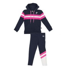 Bluza z kaptur na co dzień na siłownię. Niebieskie spodnie dresowe damskie LEONE 1947 APPAREL, bez wzorów, z dresówki. W wyprzedaży za 134.57 zł.