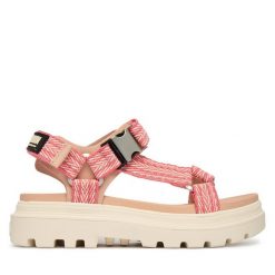 Sandały Palladium. Czerwone sandały damskie Palladium, bez wzorów, bez obcasa, na płaskiej podeszwie. Za 399.99 zł.