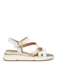 Geox Sandały D650JA 054AJ C1327 Brązowy. Brązowe sandały damskie Geox, bez wzorów, ze skóry, bez obcasa, na koturnie. Za 419.99 zł.