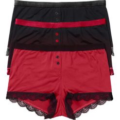 Bokserki damskie z mikrofazy (3 pary). Czarne bokserki i panty damskie bonprix, bez wzorów, z koronki. Za 57.99 zł.